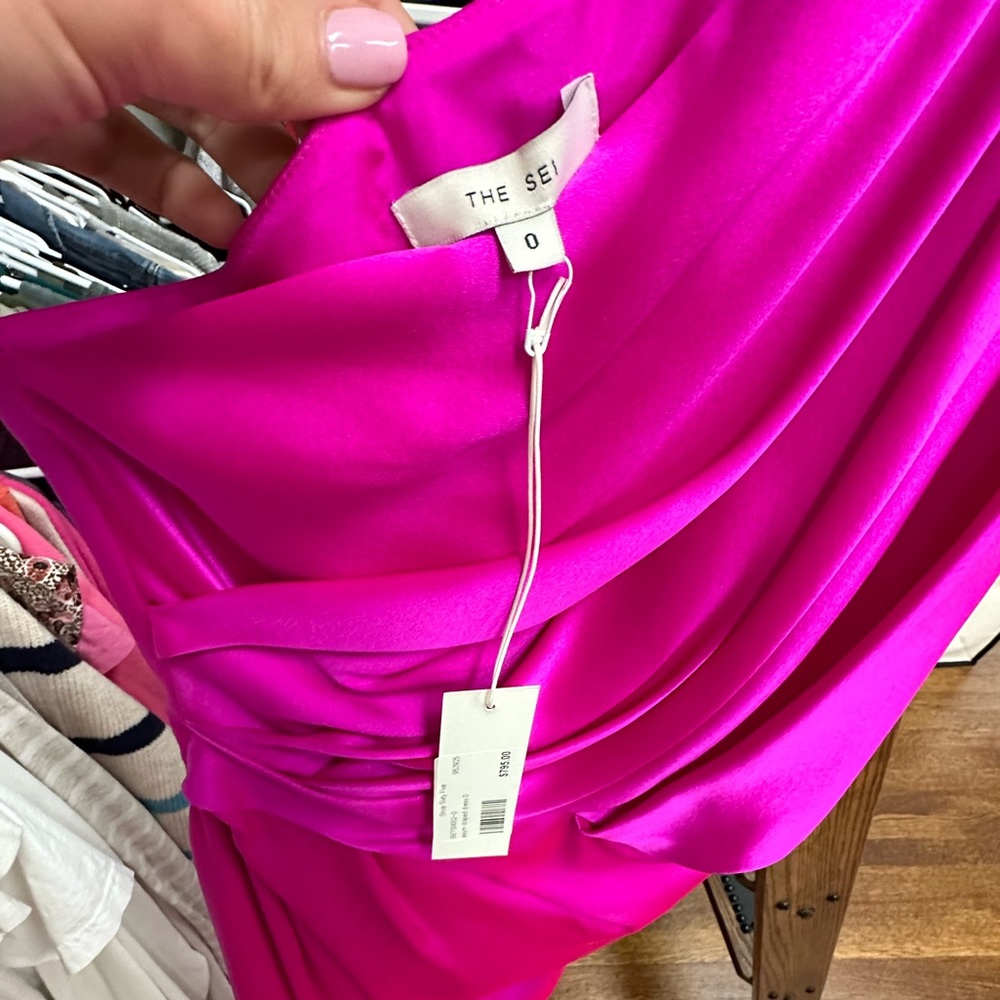 THE SEI - Off-The-Shoulder Silk Maxi Dress Pink - Picture 5 of 7